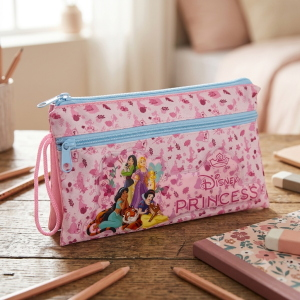 TOMBOLINO PRINCIPESSE DISNEY 3 SCOMPARTI BUSTINA ASTUCCIO PORTACOLORI 22 CM - PR1337