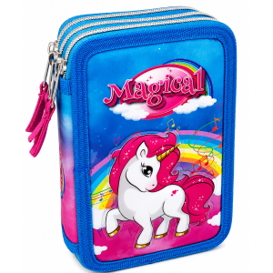 ASTUCCIO SCUOLA 3D UNICORNO MULTISCOMPARTO 3 ZIP PORTACOLORI PENNARELLI GIOTTO - UNI0832-A