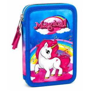 ASTUCCIO SCUOLA 3D UNICORNO MULTISCOMPARTO 3 ZIP PORTACOLORI PENNARELLI GIOTTO - UNI0832-A