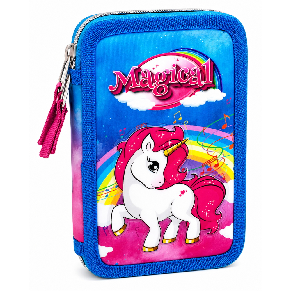 ASTUCCIO SCUOLA 3D UNICORNO MULTISCOMPARTO 3 ZIP PORTACOLORI PENNARELLI GIOTTO - UNI0832-A