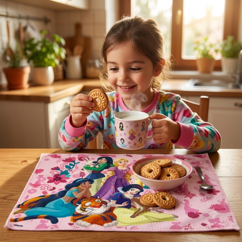 TOVAGLIETTA PRINCIPESSE DISNEY IN TESSUTO DA COLAZIONE PRANZO CM.40X30- PR1350