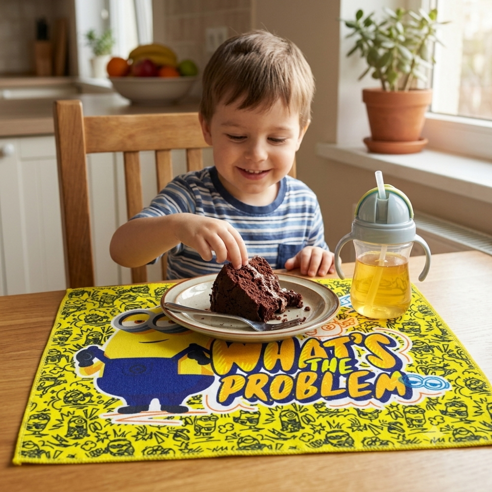 TOVAGLIETTA MINIONS IN TESSUTO DA COLAZIONE PRANZO CM.40X30- CI9135