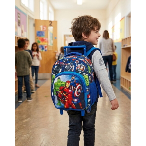 ZAINO ASILO TROLLEY AVENGERS MARVEL CON TASCA FRONTALE 30 CM. MANICO ALLUNGABILE - 673047