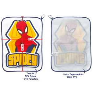 SET ASILO 3 PEZZI SPIDERMAN MARVEL BAVETTA CON ELASTICO TOVAGLIETTA SACCA - SPI0940