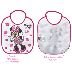SET ASILO 3 PEZZI MINNIE DISNEY BAVETTA CON ELASTICO TOVAGLIETTA SACCA - MIN0941