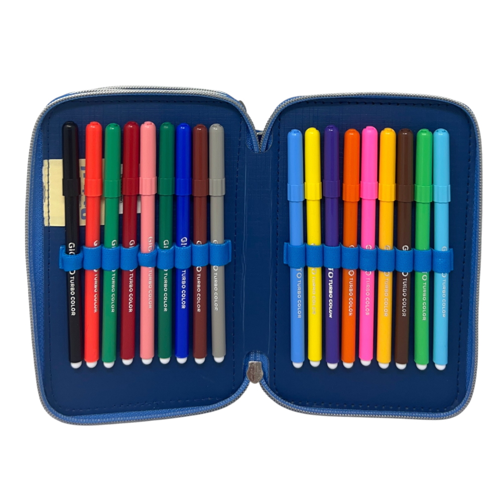 ASTUCCIO MULTISCOMPARTO STITCH DISNEY 3 ZIP PER LA SCUOLA PORTACOLORI GIOTTO - LIL37-6272