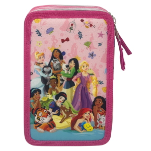 ASTUCCIO MULTISCOMPARTO PRINCIPESSE DISNEY 3 ZIP PER LA SCUOLA PORTACOLORI GIOTTO - PRI37-6472