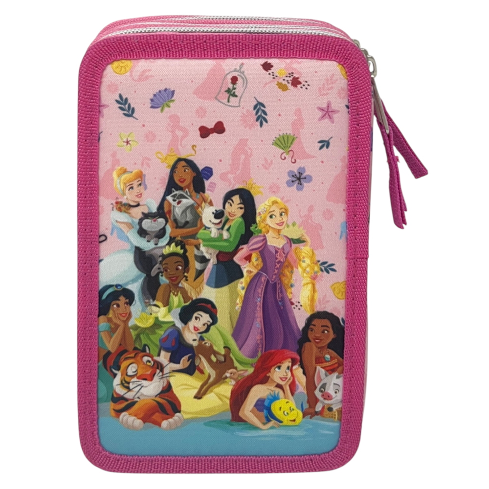 ASTUCCIO MULTISCOMPARTO PRINCIPESSE DISNEY 3 ZIP PER LA SCUOLA PORTACOLORI GIOTTO - PRI37-6472