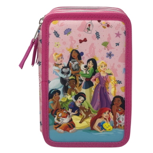 ASTUCCIO MULTISCOMPARTO PRINCIPESSE DISNEY 3 ZIP PER LA SCUOLA PORTACOLORI GIOTTO - PRI37-6472