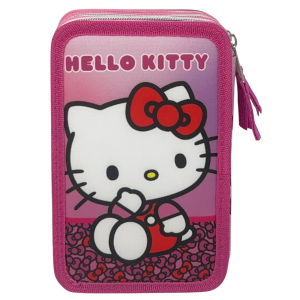 ASTUCCIO MULTISCOMPARTO HELLO KITTY SANRIO 3 ZIP PER LA SCUOLA PORTACOLORI GIOTTO - HK37-6271