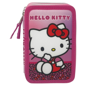 ASTUCCIO MULTISCOMPARTO HELLO KITTY SANRIO 3 ZIP PER LA SCUOLA PORTACOLORI GIOTTO - HK37-6271