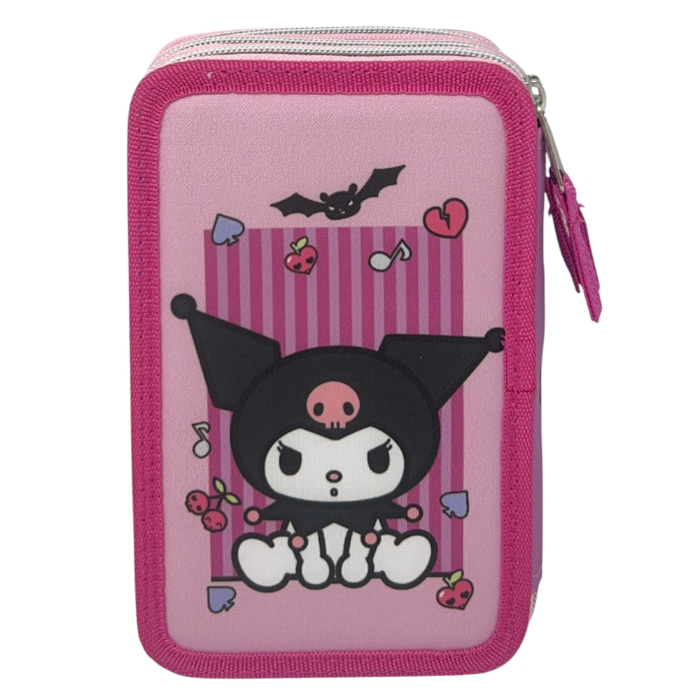 ASTUCCIO MULTISCOMPARTO KUROMI SANRIO 3 ZIP PER LA SCUOLA PORTACOLORI GIOTTO - HK37-6471