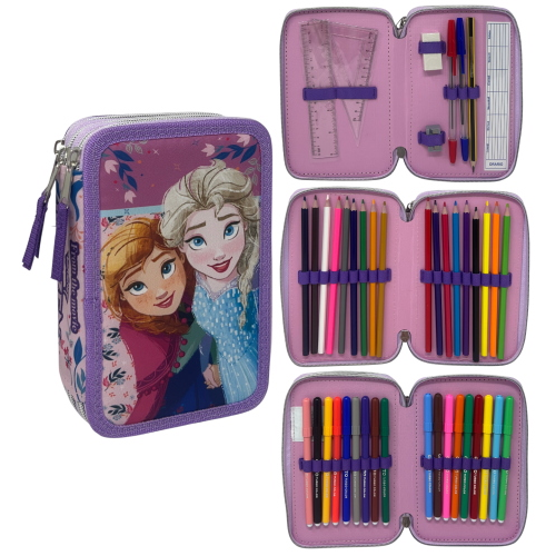 ASTUCCIO MULTISCOMPARTO FROZEN DISNEY 3 ZIP PER LA SCUOLA PORTACOLORI GIOTTO - FRO37-6469