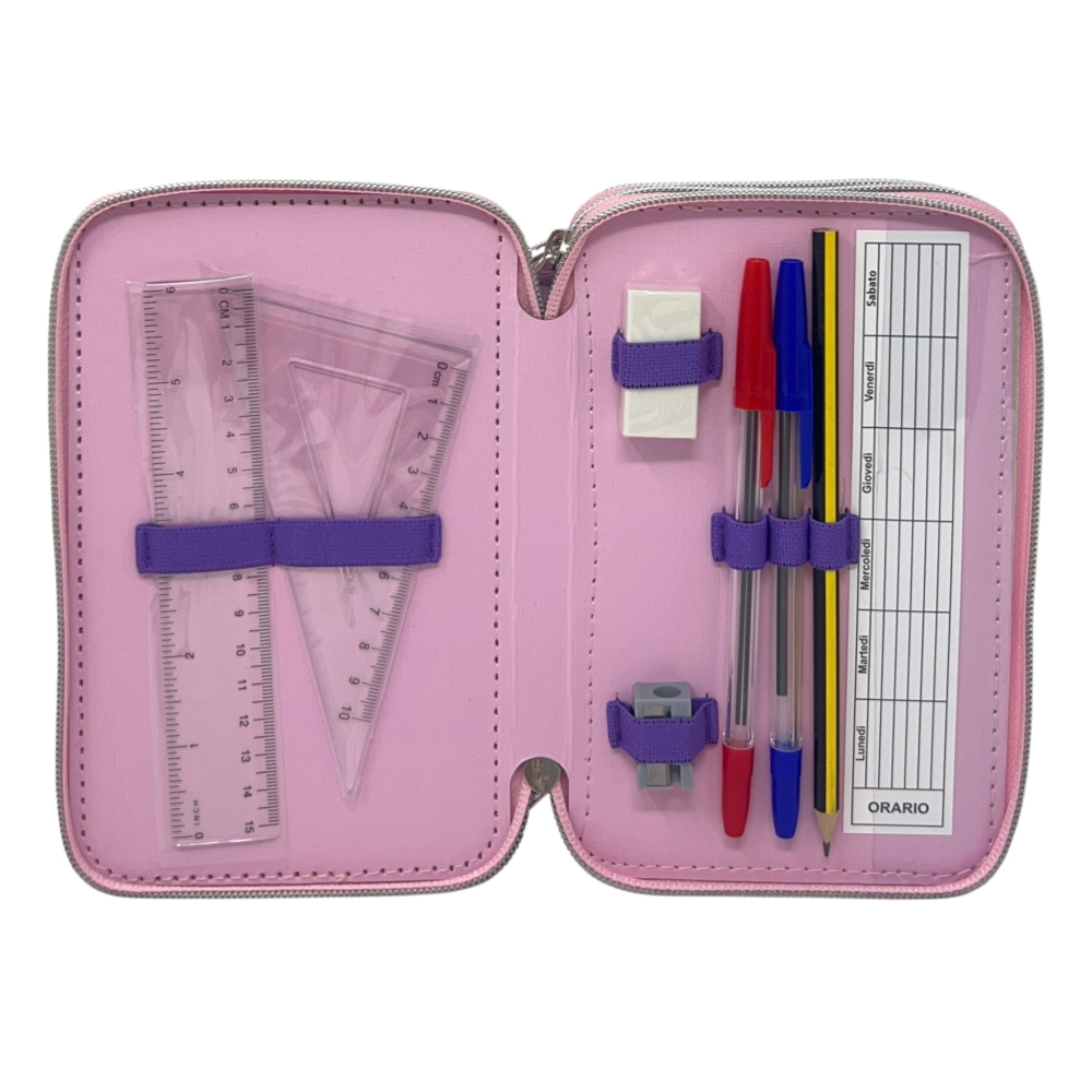 ASTUCCIO MULTISCOMPARTO KUROMI SANRIO 3 ZIP PER LA SCUOLA PORTACOLORI GIOTTO - HK37-6471