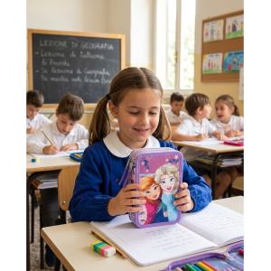 ASTUCCIO MULTISCOMPARTO FROZEN DISNEY 3 ZIP PER LA SCUOLA PORTACOLORI GIOTTO - FRO37-6469
