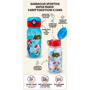 BORRACCIA POP-UP SUPER MARIO BOTTIGLIA IN PLASTICA RIUTILIZZABILE 510 ML - 78830