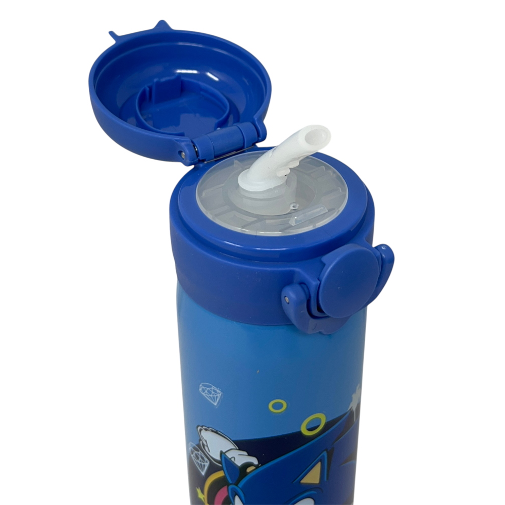BORRACCIA TERMICA SONIC THE HEDGEHOG IN ACCIAIO INOX APERTURA POP-UP CON CANNUCCIA 500 ML - 40795829