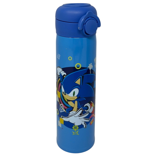 BORRACCIA TERMICA SONIC THE HEDGEHOG IN ACCIAIO INOX APERTURA POP-UP CON CANNUCCIA 500 ML - 40795829