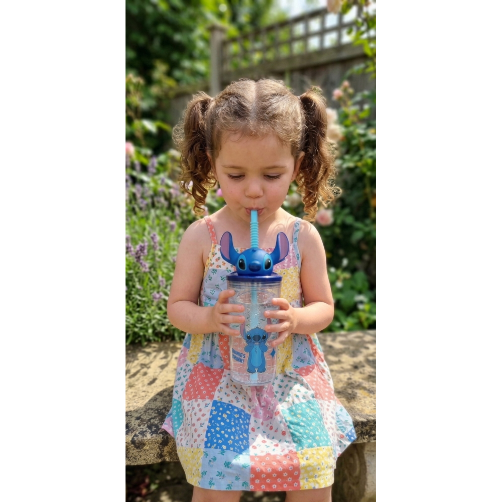 BICCHIERE CON CANNUCCIA STITCH DISNEY PERSONAGGIO 3D BPA FREE 360 ml - 80594
