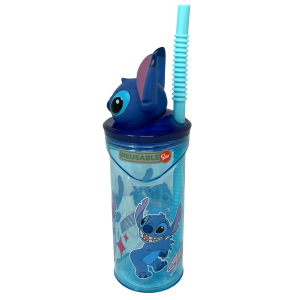 BICCHIERE CON CANNUCCIA STITCH DISNEY PERSONAGGIO 3D BPA FREE 360 ml - 80594