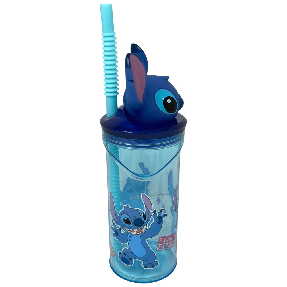 BICCHIERE CON CANNUCCIA STITCH DISNEY PERSONAGGIO 3D BPA FREE 360 ml - 80594