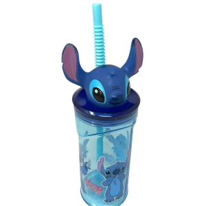BICCHIERE CON CANNUCCIA STITCH DISNEY PERSONAGGIO 3D BPA FREE 360 ml - 80594
