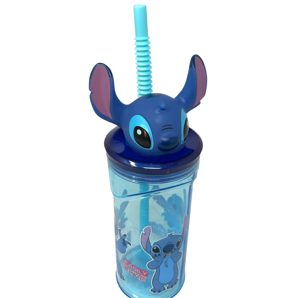BICCHIERE CON CANNUCCIA STITCH DISNEY PERSONAGGIO 3D BPA FREE 360 ml - 80594