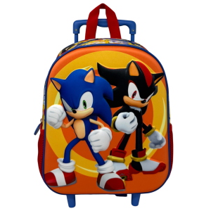 ZAINO ASILO TROLLEY 3D SONIC THE HEDGEHOG ZAINETTO 34 CM CON CARRELLO PER SCUOLA MATERNA - 09604