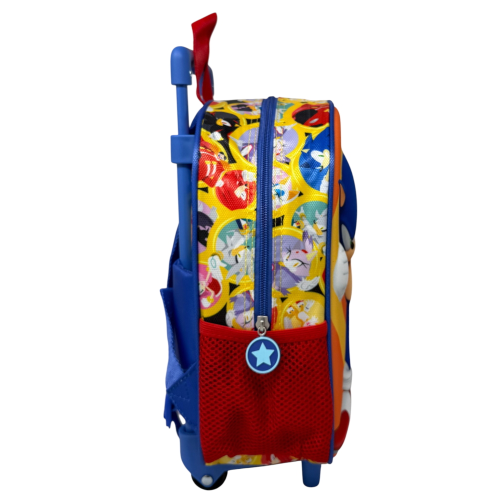 ZAINO ASILO TROLLEY 3D SONIC THE HEDGEHOG ZAINETTO 34 CM CON CARRELLO PER SCUOLA MATERNA - 09604