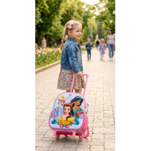 ZAINO ASILO TROLLEY 3D PRINCIPESSE DISNEY ZAINETTO 34 CM CON CARRELLO PER SCUOLA MATERNA - 08431