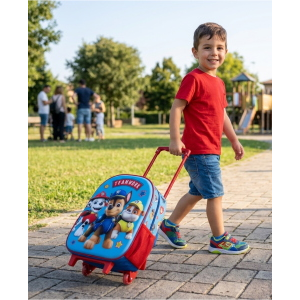 ZAINO ASILO TROLLEY 3D PAW PATROL ZAINETTO 34 CM CON CARRELLO PER SCUOLA MATERNA - 09576