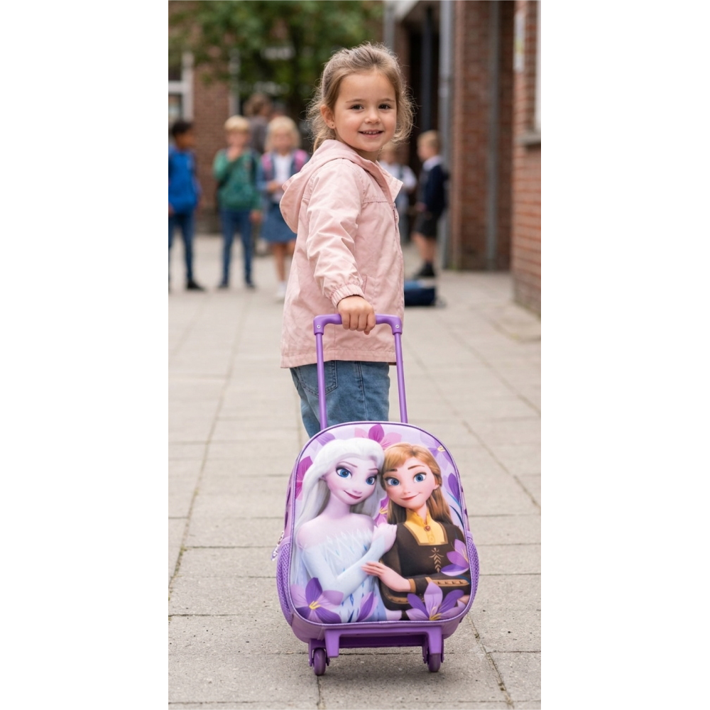 ZAINO ASILO TROLLEY 3D FROZEN DISNEY ZAINETTO 34 CM CON CARRELLO PER SCUOLA MATERNA - 09592