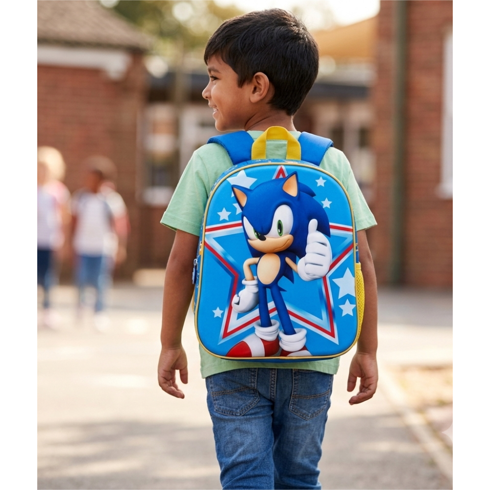 ZAINO ASILO 3D SONIC THE HEDGEHOG BORSA 31 CM PER SCUOLA MATERNA O TEMPO LIBERO - 09597