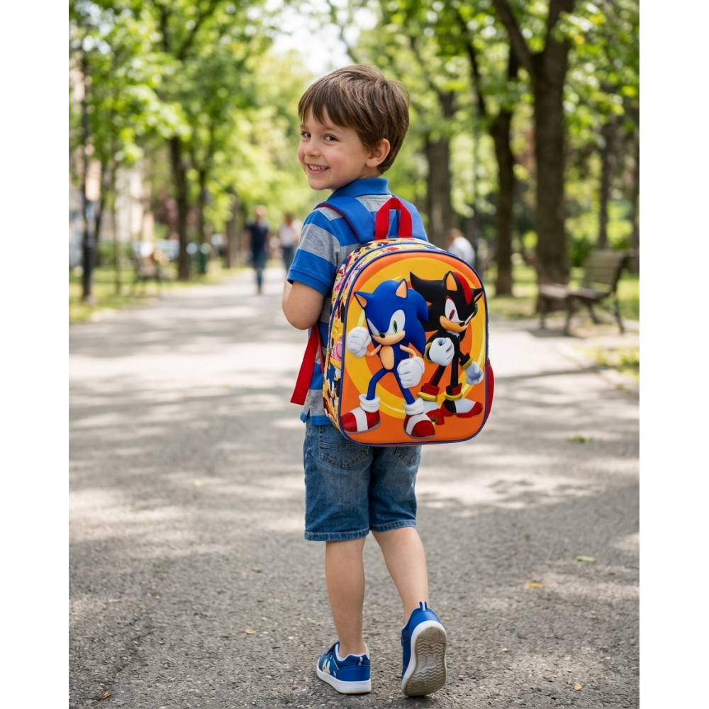 ZAINO ASILO 3D SONIC THE HEDGEHOG BORSA 31 CM PER SCUOLA MATERNA O TEMPO LIBERO - 09602