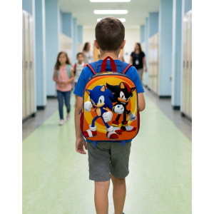 ZAINO ASILO TROLLEY 3D SONIC THE HEDGEHOG ZAINETTO 34 CM CON CARRELLO PER SCUOLA MATERNA - 09604