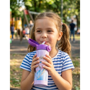 BORRACCIA TERMICA FROZEN DISNEY IN ACCIAIO INOX APERTURA POP-UP CON CANNUCCIA 500 ML - 40795684