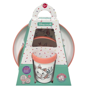 SET PAPPA MARIE DISNEY 3 PEZZI STOVIGLIE IN PLASTICA CON SILICONE ANTISCIVOLO ADATTA AL MICROONDE- 86664