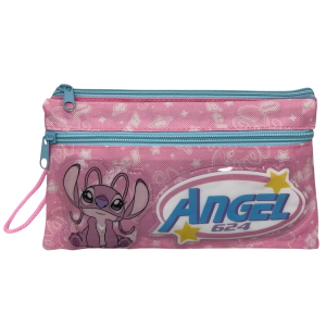 TOMBOLINO STITCH E ANGEL DISNEY 3 SCOMPARTI BUSTINA ASTUCCIO PORTACOLORI 22 CM - LST1337-G