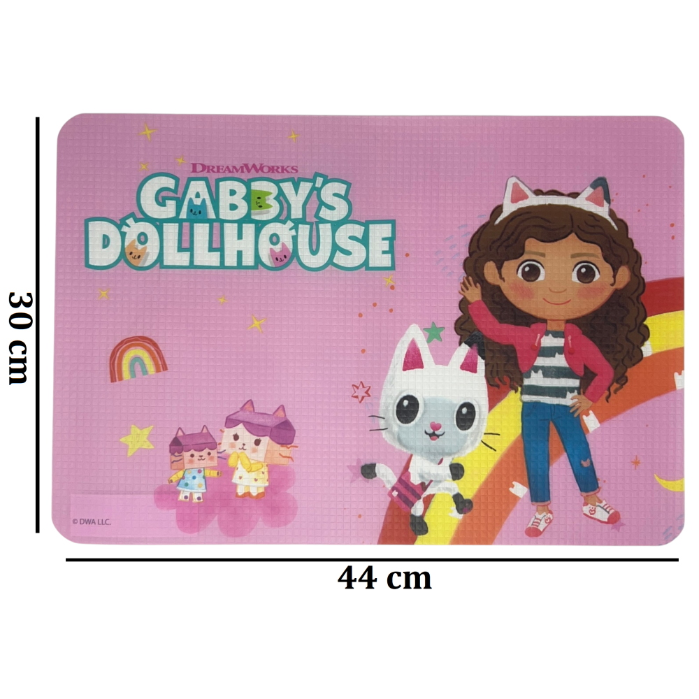 TOVAGLIETTA GABBY'S DOLLHOUSE IN PLASTICA MORBIDA ANTISCIVOLO RIPIEGABILE LAVABILE DA COLAZIONE PRANZO CM.44X30 - CI9138