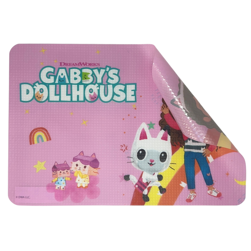 TOVAGLIETTA GABBY'S DOLLHOUSE IN PLASTICA MORBIDA ANTISCIVOLO RIPIEGABILE LAVABILE DA COLAZIONE PRANZO CM.44X30 - CI9138