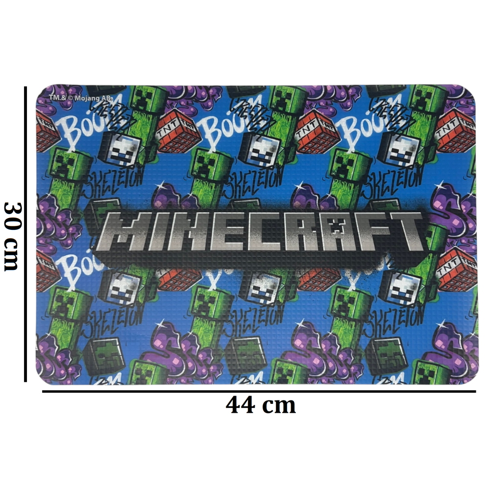 TOVAGLIETTA MINECRAFT IN PLASTICA MORBIDA ANTISCIVOLO RIPIEGABILE LAVABILE DA COLAZIONE PRANZO CM.44X30 - FU6023