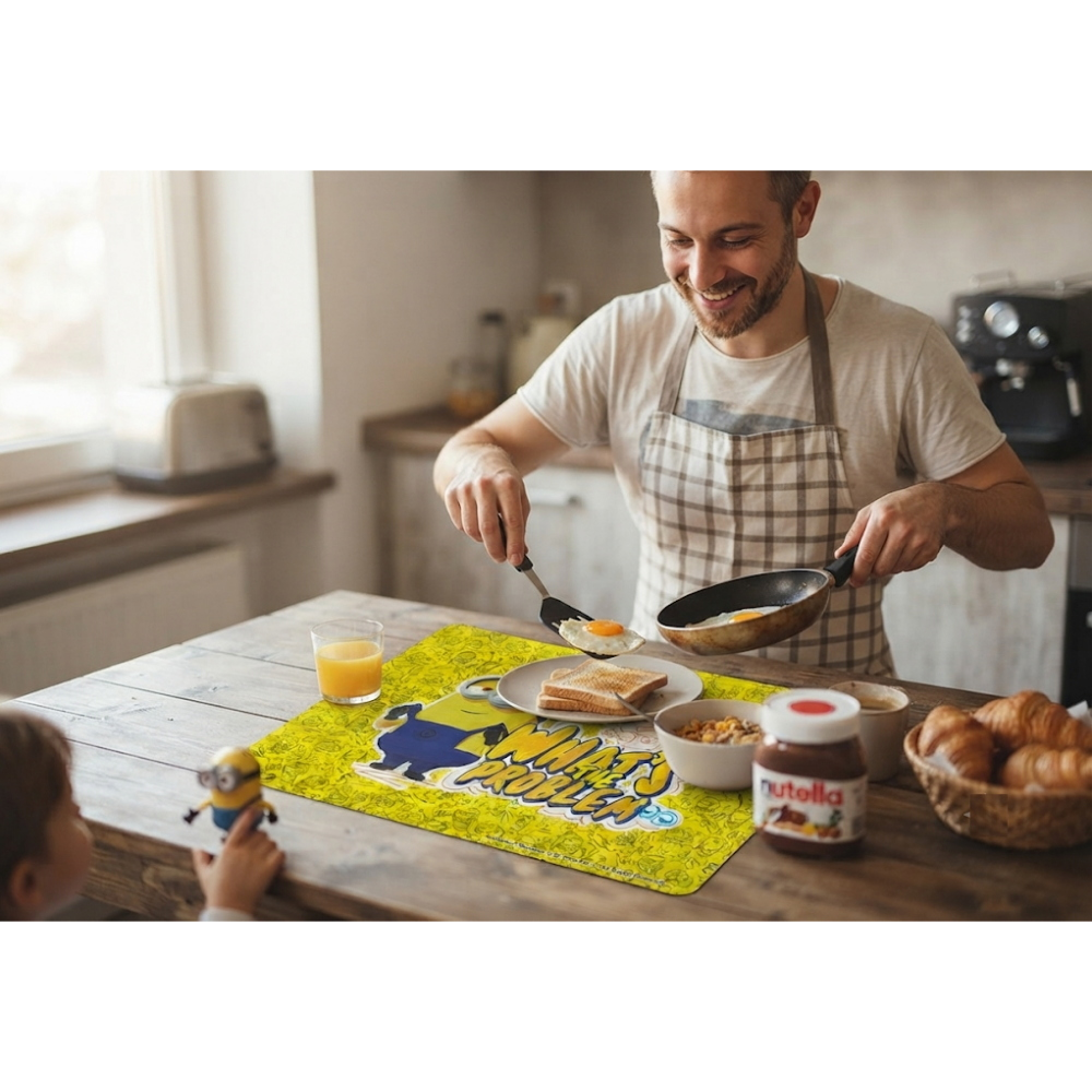 TOVAGLIETTA MINIONS CATTIVISSIMO ME IN PLASTICA MORBIDA ANTISCIVOLO RIPIEGABILE LAVABILE DA COLAZIONE PRANZO CM.44X30 - CI9137
