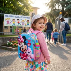 ZAINO ASILO 3D MINNIE FLOOFY DISNEY BORSA 31 CM CON SPALLACCI IMBOTTITI E TASCA LATERALE - 09526
