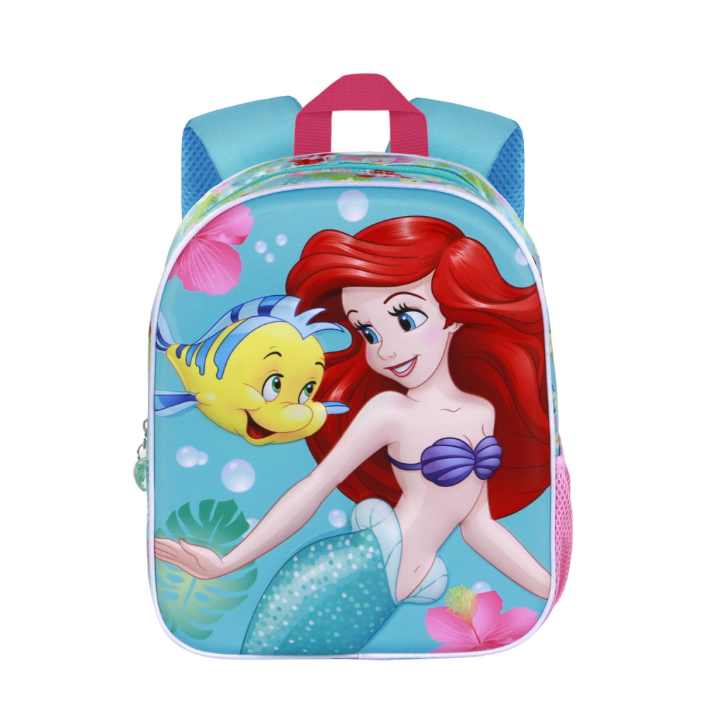ZAINO ASILO 3D ARIEL LA SIRENETTA DISNEY BORSA 31 CM CON CHARM CUORE E TASCA LATERALE - 09543