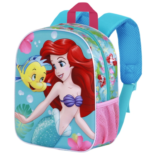 ZAINO ASILO 3D ARIEL LA SIRENETTA DISNEY BORSA 31 CM CON CHARM CUORE E TASCA LATERALE - 09543