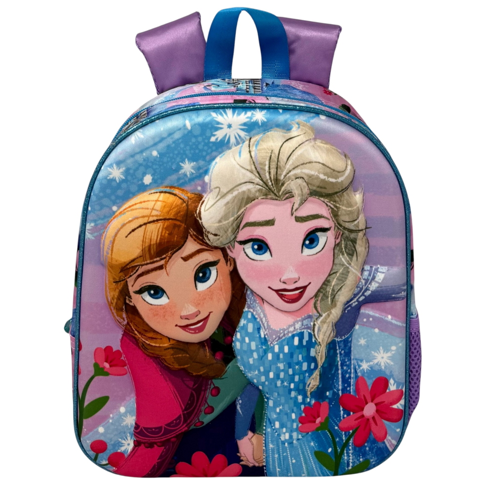 ZAINO ASILO 3D FROZEN DISNEY BORSA 31 CM CON CHARM CRISTALLO E TASCA LATERALE - 09582