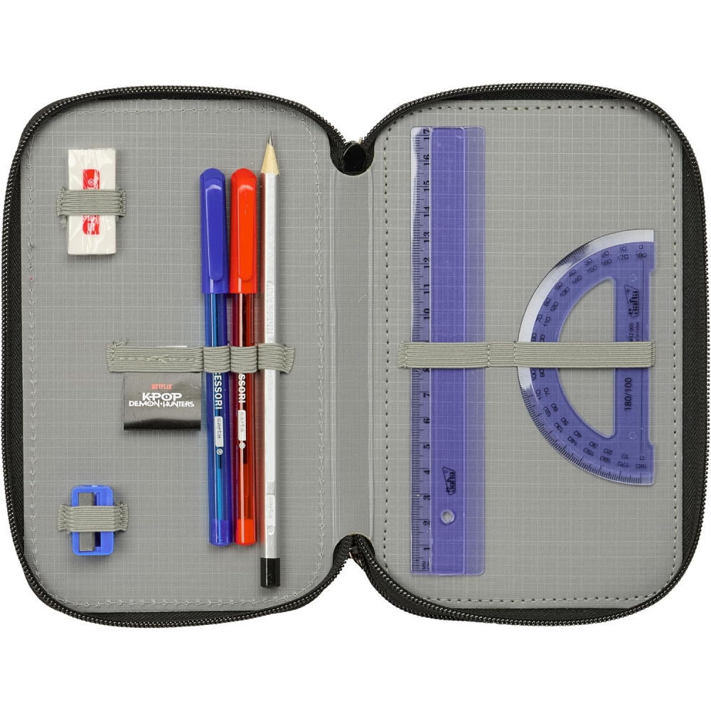 ASTUCCIO 3 ZIP SCUOLA HUNTRIX KPOP DEMON HUNTERS MULTISCOMPARTO PORTACOLORI - 8857
