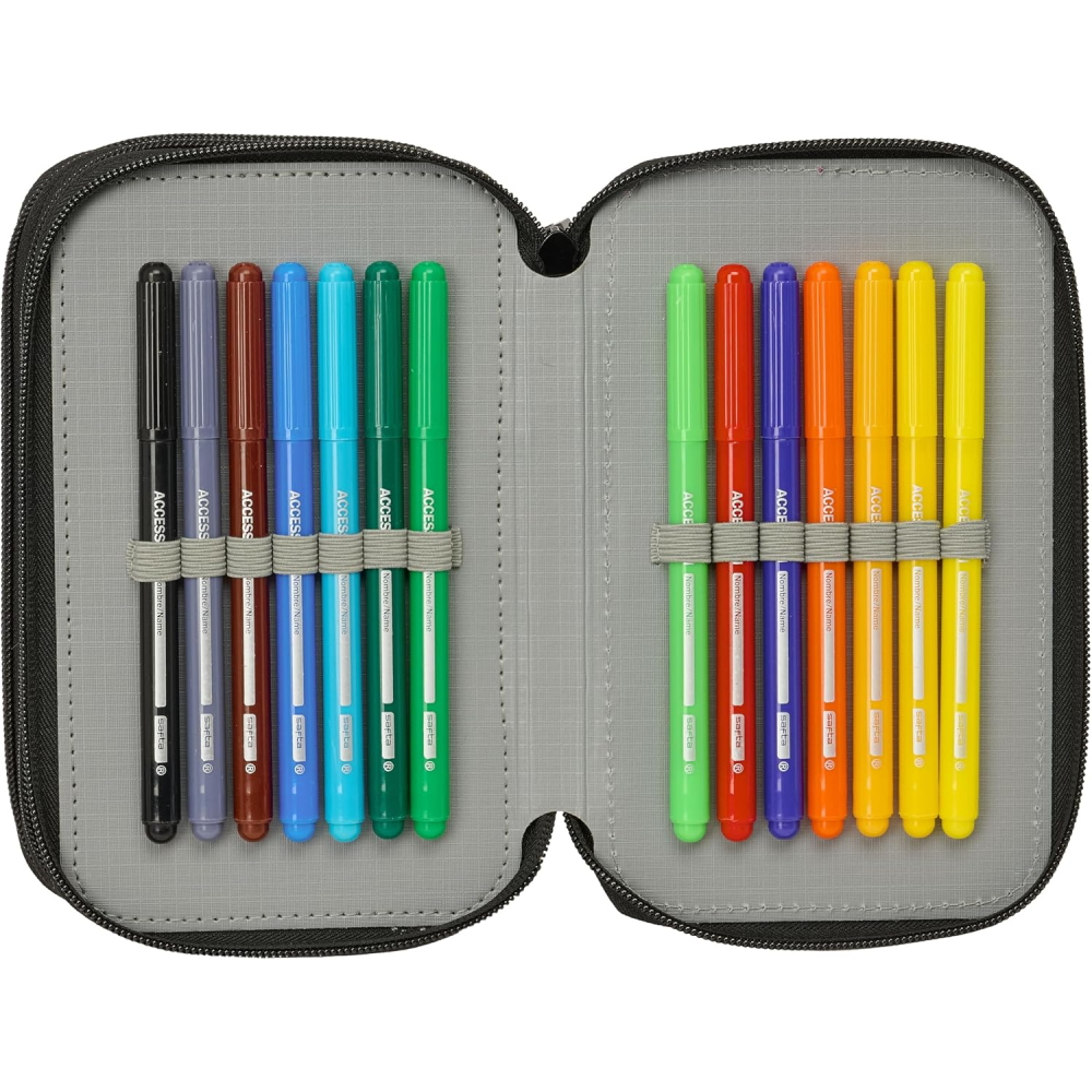 ASTUCCIO 3 ZIP SCUOLA HUNTRIX KPOP DEMON HUNTERS MULTISCOMPARTO PORTACOLORI - 8857