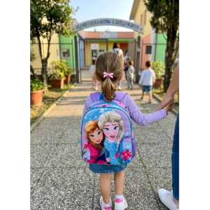 ZAINO ASILO 3D FROZEN DISNEY BORSA 31 CM CON CHARM CRISTALLO E TASCA LATERALE - 09582