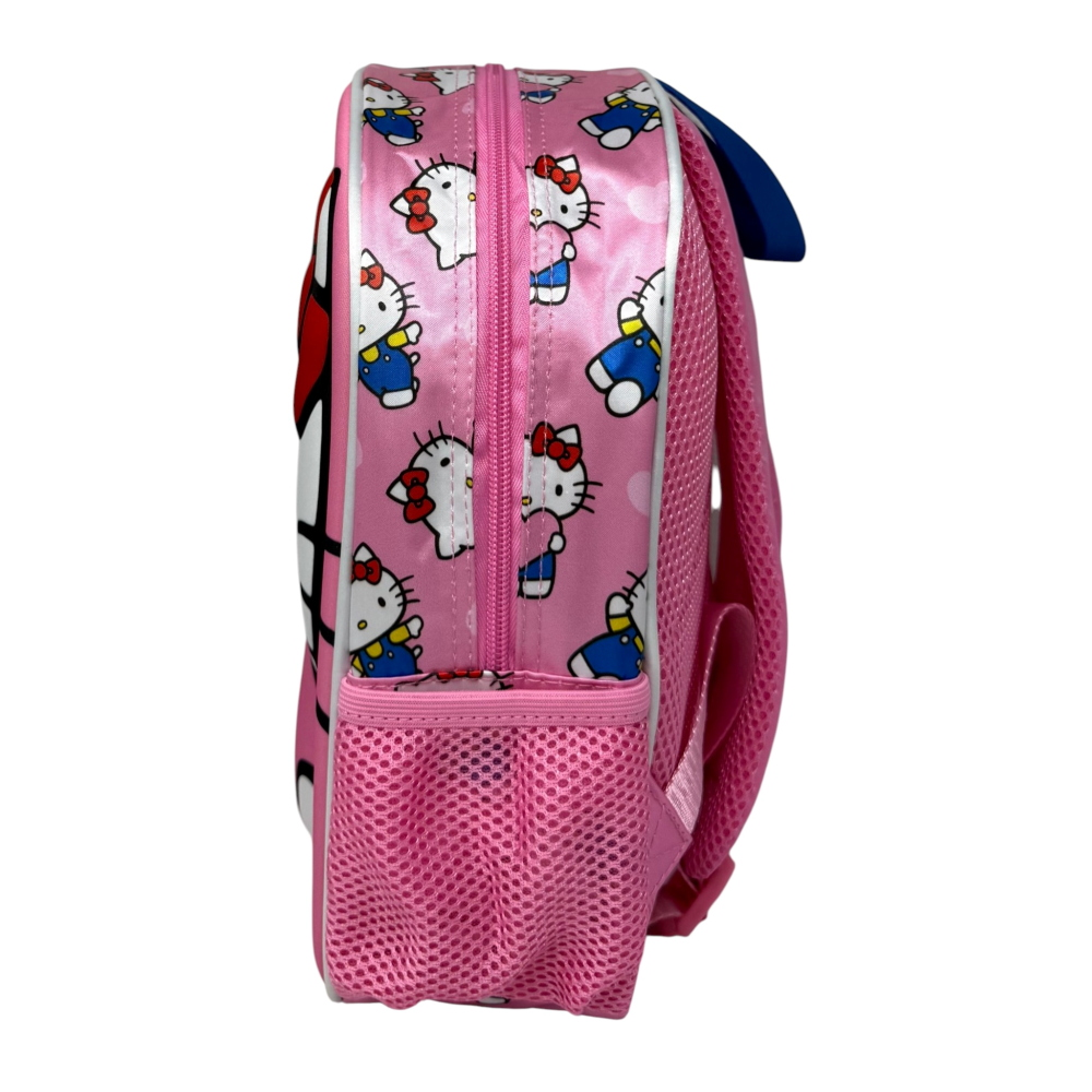 ZAINO ASILO 3D HELLO KITTY SANRIO BORSA 31 CM CON CHARM CUORE E TASCA LATERALE - 09606